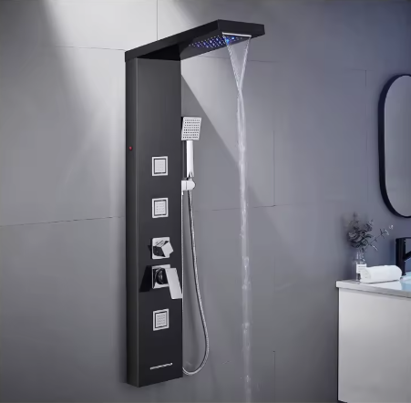 Colonne de douche cascade murale en acier